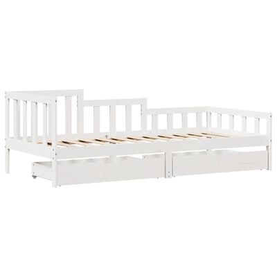 vidaXL daybed med skuffer 90x200 cm massivt fyrretræ hvid