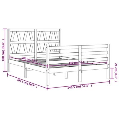 vidaXL sengeramme med sengegavl 140x200 cm massivt træ hvid