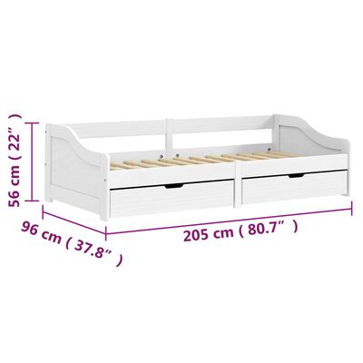 vidaXL daybed med to skuffer IRUN hvid 90x200 cm massivt fyrretræ