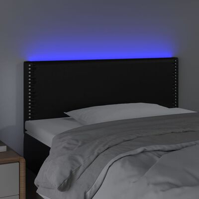 vidaXL sengegavl med LED-lys 90x5x78/88 cm kunstlæder sort