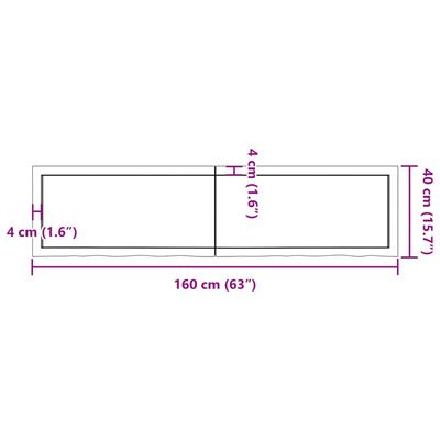 vidaXL væghylde 160x40x(2-6) cm behandlet massivt egetræ mørkebrun