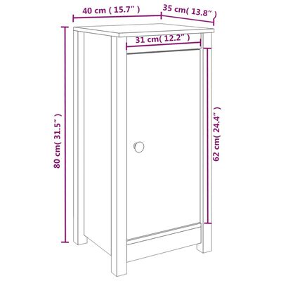 vidaXL skænk 39x35x80 cm massivt fyrretræ gyldenbrun