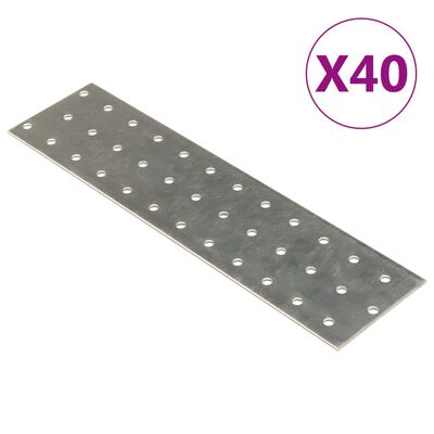 vidaXL perforerede plader 40 stk. 2 mm 240x60 mm galvaniseret stål