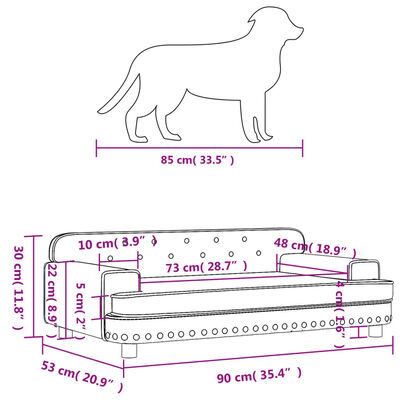 vidaXL hundeseng 90x53x30 cm velour sort