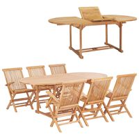 vidaXL udendørs spisebordssæt 7 dele 150-200x100x75 cm massivt teak