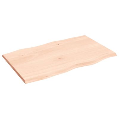 vidaXL bordplade 80x50x2 cm naturlig kant ubehandlet massivt egetræ