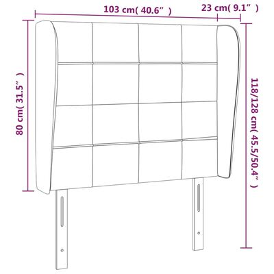 vidaXL sengegavl med kanter 103x23x118/128 cm fløjl sort