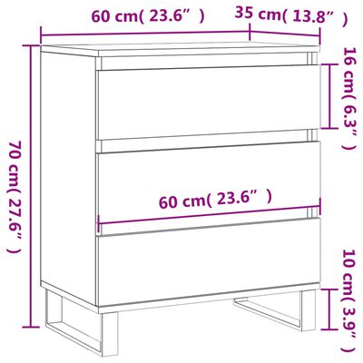 vidaXL skænk 60x35x70 cm konstrueret træ grå sonoma-eg