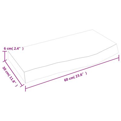 vidaXL bordplade til badeværelse 60x30x(2-6) cm massivt træ ubehandlet