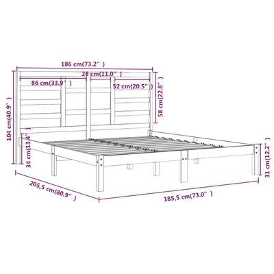 vidaXL sengeramme uden madras 180x200 cm massivt træ