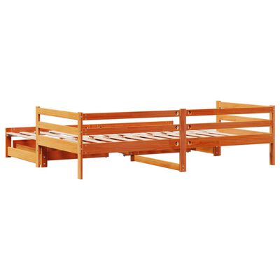 vidaXL daybed med udtræk skuffer 90x190 cm massivt fyrretræ gyldenbrun