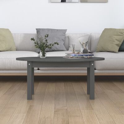 vidaXL sofabord 80x40x35 cm massivt fyrretræ grå