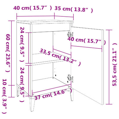 vidaXL sengebord 40x35x70 cm konstrueret træ sort