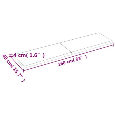 vidaXL væghylde 160x40x(2-4) cm behandlet massivt egetræ mørkebrun