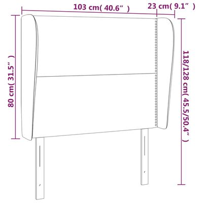 vidaXL sengegavl med kanter 103x23x118/128 cm stof mørkegrå