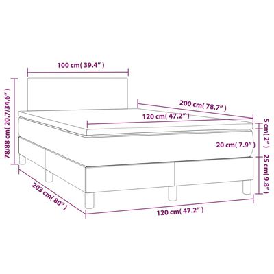 vidaXL kontinentalseng med madras 120x200 cm stof gråbrun