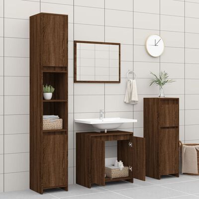 vidaXL badeværelsesskab 60x33x61 cm konstrueret træ brun egetræsfarve