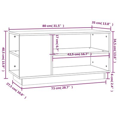 vidaXL tv-bord 80x35x40,5 cm massivt fyrretræ gyldenbrun