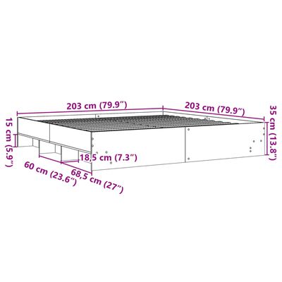 vidaXL sengestel 200x200 cm konstrueret træ sonoma-eg