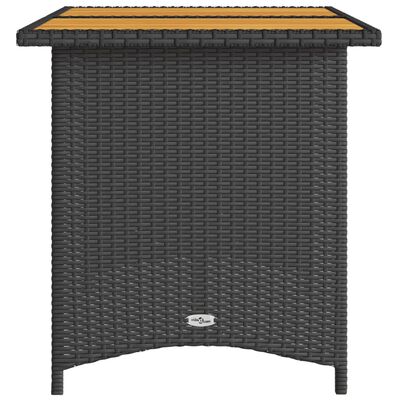 vidaXL havebord med træplade 110x68x70 cm polyrattan sort