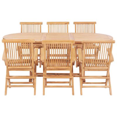 vidaXL udendørs spisebordssæt 7 dele 150-200x100x75 cm massivt teak