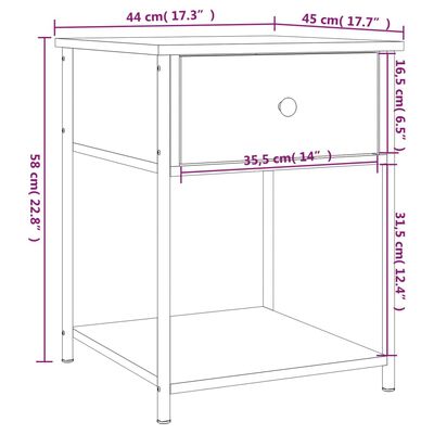 vidaXL sengeborde 2 stk. 44x45x58 cm røget egetræsfarve