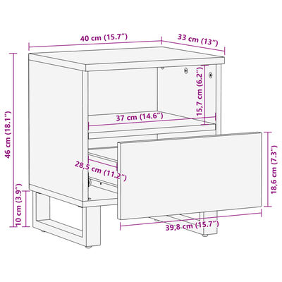 vidaXL sengeborde 2 stk. 40x34x46 cm massivt genbrugstræ