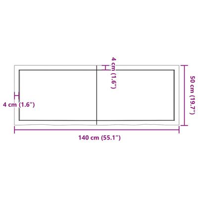 vidaXL væghylde 140x50x(2-6) cm behandlet massivt egetræ mørkebrun