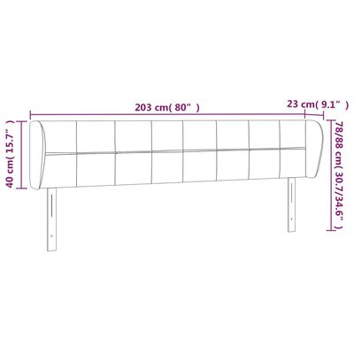 vidaXL sengegavl med kanter 203x23x78/88 cm fløjl sort