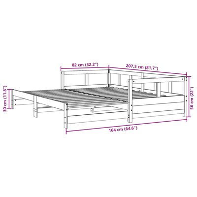 vidaXL daybed uden madras 80x200 cm massivt fyrretræ gyldenbrun