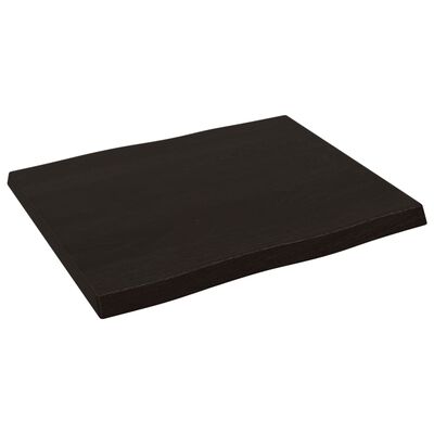 vidaXL bordplade 60x50x(2-4) cm naturlig kant behandlet træ mørkebrun