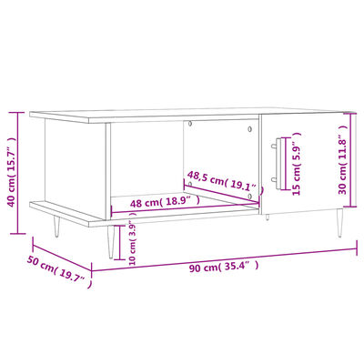 vidaXL sofabord 90x50x40 cm konstrueret træ hvid højglans