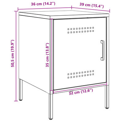 vidaXL sengeborde 2 stk. 36x39x50,5 cm stål sort