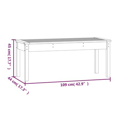 vidaXL havebænk 109x44x45 cm massivt fyrretræ sort