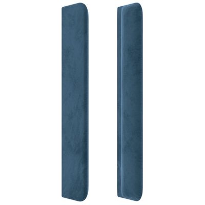 vidaXL sengegavl med kanter 93x16x118/128 cm fløjl mørkeblå