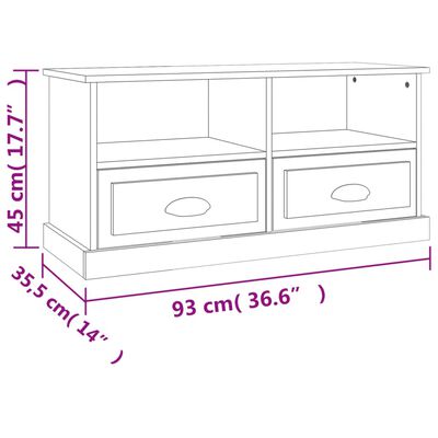 vidaXL tv-bord 93x35,5x45 cm konstrueret træ sort