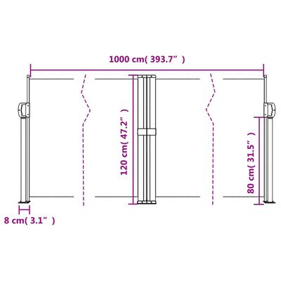 vidaXL sammenrullelig sidemarkise 120 x 1000 cm sort