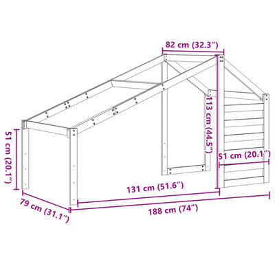 vidaXL stel til husseng 188x82x113 cm massivt fyrretræ gyldenbrun