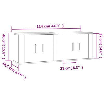 vidaXL væghængte tv-skabe 2 stk. 57x34,5x40 cm betongrå