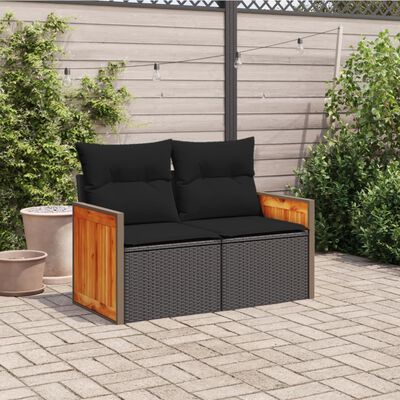 vidaXL 2-personers havesofa med hynder polyrattan beige