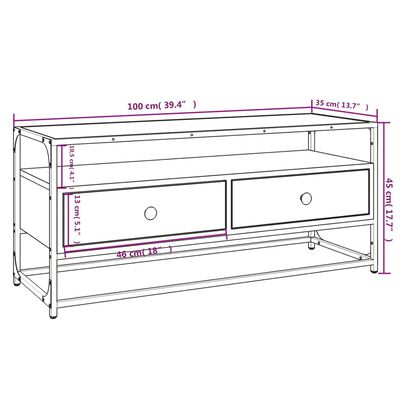 vidaXL tv-bord 100x35x45 cm konstrueret træ grå sonoma-eg