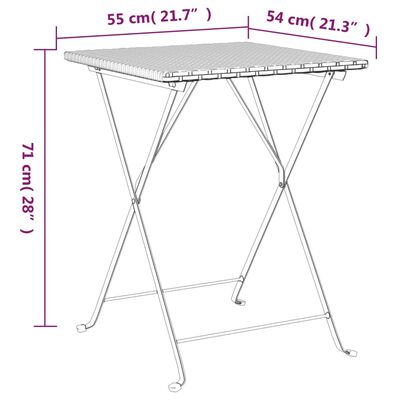 vidaXL foldbart bistrosæt 3 dele polyrattan brun