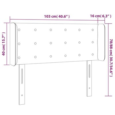 vidaXL sengegavl med LED-lys 103x16x78/88 cm fløjl mørkeblå