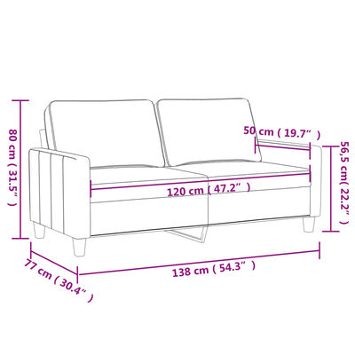 vidaXL 2-personers sofa 120 cm velour cremefarvet