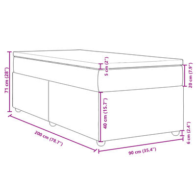 vidaXL kontinentalseng med madras 90x200 cm stof blå