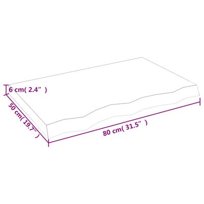 vidaXL væghylde 80x50x(2-6) cm behandlet massivt egetræ lysebrun