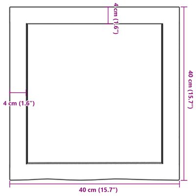 vidaXL bordplade til badeværelse 40x40x(2-4) cm massivt træ ubehandlet