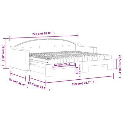 vidaXL daybed med udtræk og madras 80x200 cm stof mørkegrå