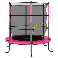 vidaXL trampolinsæt med sikkerhedsnet 140x160 cm rund lyserød