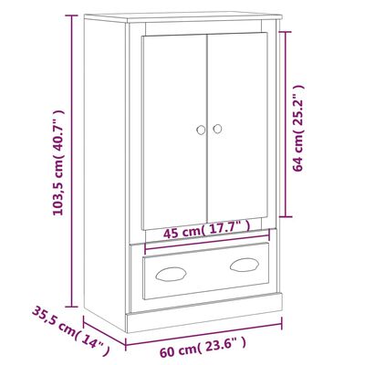 vidaXL skænk 60x35,5x103,5 cm konstrueret træ hvid